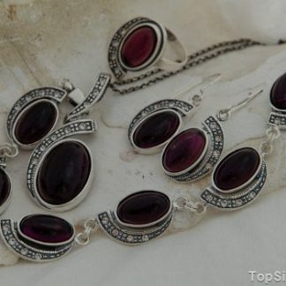 OMERTA - srebrny komplet z ametystem