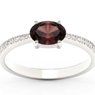 Pierścionek z białego złota z granatem i diamentami BP-58B