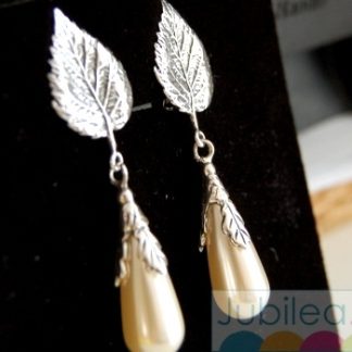 LISTEK BRZOZY - klipsy z perłową soplą