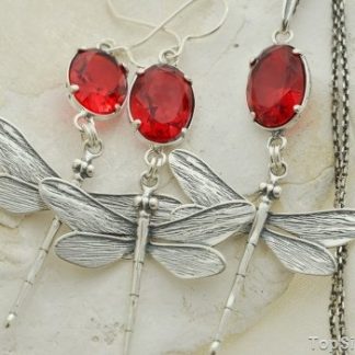 WAŻKI - srebrny komplet z rubinem