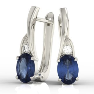 Kolczyki z białego złota z szafirami i diamentami APK-60B