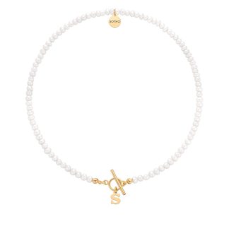 Złoty naszyjnik z pereł naturalnych z literką : Długość - 40cm, LiTERKI - Z