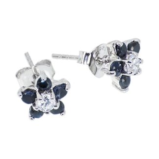 Srebrne kolczyki z szafirem i cyrkonią