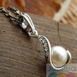 MAESTRO - srebrny wisiorek perła i kryształ