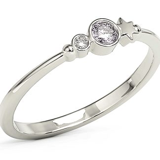 Pierścionek z białego złota z cyrkoniami Swarovski Lawenda BP-6711B-C/LAV