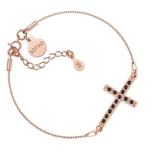 Bransoletka z różowego złota z krzyżem wysadzanym SWAROVSKI® CRYSTAL