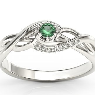 Pierścionek z białego złota ze szmaragdem i cyrkoniami BP-71B-SZM/C