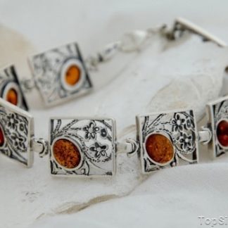 NORMA - srebrna bransoletka z bursztynem