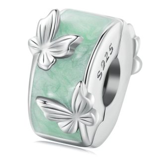 Stoper w małe motylki spinka charms srebro 925 beads