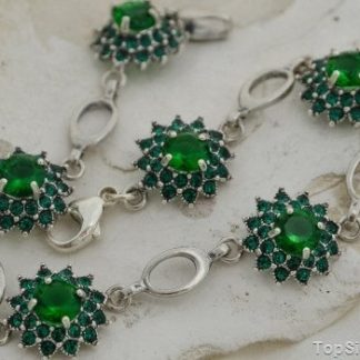 KRAKÓW - srebrna bransoletka ze szmaragdami