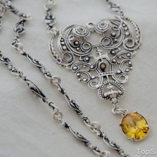 RUBIKO - srebrny naszyjnik z cytrynem