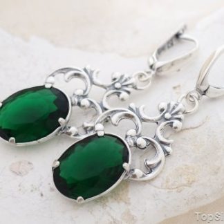 PATRA - srebrne kolczyki ze szmaragdem