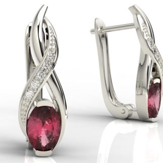 Kolczyki z białego złota z rubinami i brylantami APK-69B