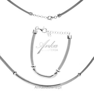 Komplet biżuterii włoskiej  - eleganckie  połączenie splotów łańcuszków