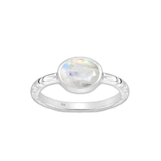 Srebrny pierścionek z Kamieniem Księżycowym - Europa 14; US 7