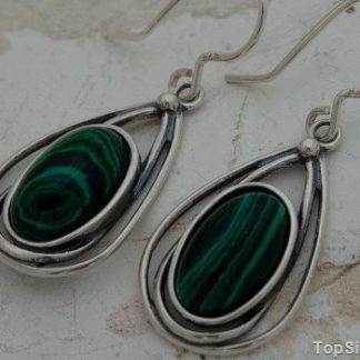 TESSA - srebrne kolczyki z malachitem