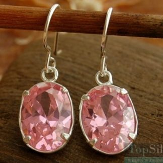 BLANCA - srebrne kolczyki z różowym kryształem