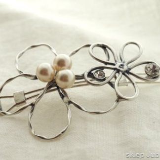 SREBRNA SPINKA DO WŁOSÓW - DWA KWIATY