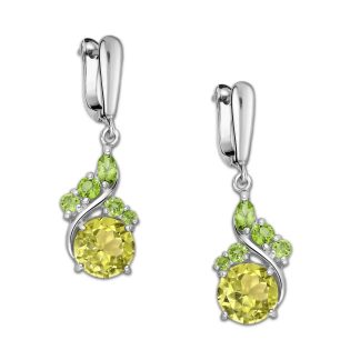 Srebrne kolczyki z Lemon Kwarcem i Peridotami