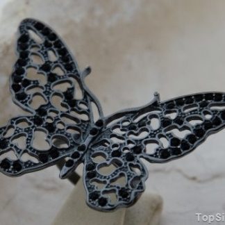 CZARNY MOTYL - srebrny pierścień z onyksami