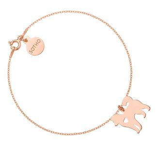 Bransoletka z różowego złota z psem rasy husky