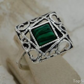 SIMPLE - srebrny pierścionek z malachitem