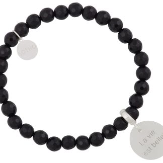 Czarna bransoletka onyks fasetowany La vie est belle!