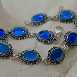 OCEAN - srebrna bransoletka z szafirami