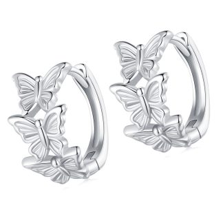 Koła z motylkami srebrne kolczyki zatrzaski srebro 925