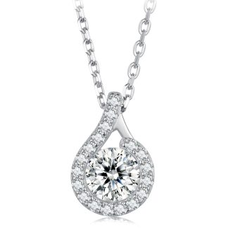 Srebrny naszyjnik łezka Moissanit 1,0 ct srebro 925