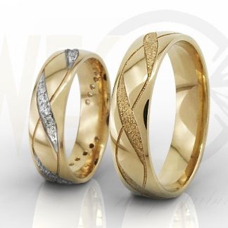 Obrączki ślubne z żółtego złota, damska z diamentami (para) OB-07Z-R-D