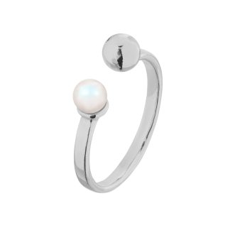 Srebrny pierścionek z kuleczką i perłą Pearlescent SWAROVSKI® CRYSTAL