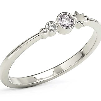 Pierścionek z białego złota z cyrkoniami Swarovski Lawenda BP-6709B-C/LAV