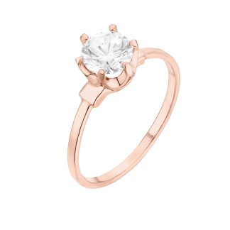 Pierścionek z różowego złota z małą cyrkonią : pierścionki - 11