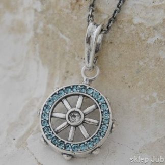 SEA KOŁO STEROWE - srebrny wisior z akwamarynem