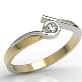 Pierścionek z żółtego i białego złota z brylantem 0,08 ct  model AP-3208ZB