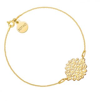 Złota bransoletka z rozetą z gałązek