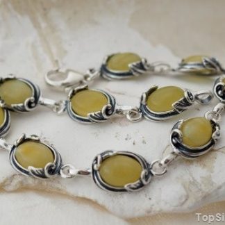 EDNA - srebrna bransoletka z bursztynem