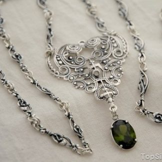 BUENOS - srebrny naszyjnik z oliwinem