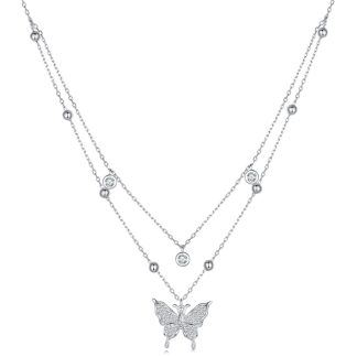 Srebrny naszyjnik motylek z kryształów regulacja długości