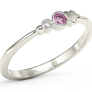 Pierścionek z białego złota z cyrkoniami Swarovski różową i białą BP-6807B-C