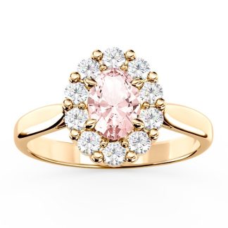 Pierścionek z żółtego złota z morganitem i cyrkoniami BP-57Z-C