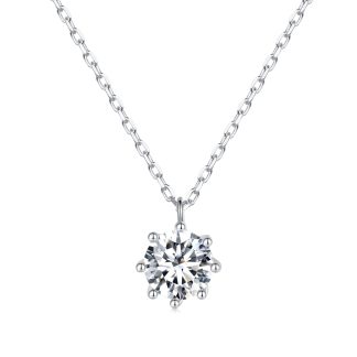 NM01 Naszyjnik Moissanit 6 x 6 mm 0,8 ct srebro 925 regulacja