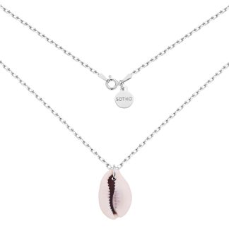 Srebrny masywny łańcuszek z muszelką : Długość - 50 cm