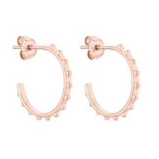 Kolczyki półkola z kuleczkami z różowego złota