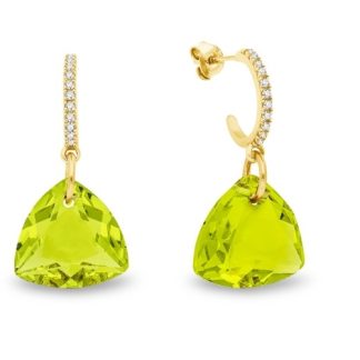 Kolczyki  z pozłacanego srebra próby 925 oraz ekskluzywnych kryształów w kolorze citrus green.