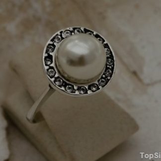 ADRIA - srebrny pierścionek perła i kryształy
