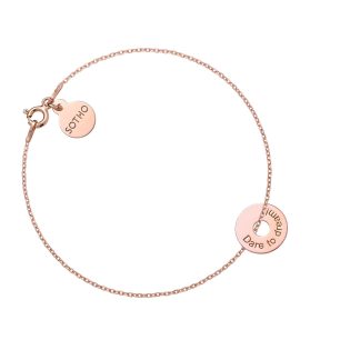 Bransoletka z różowego złota z malutką karmą Dare to dream!