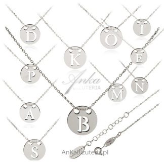Naszyjniki srebrne z zawieszką literki , imiona zawieszki , literki - o