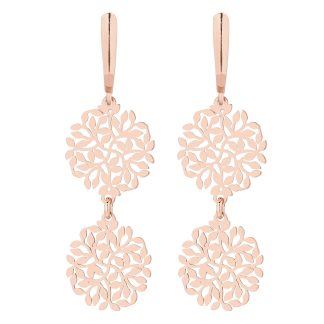 Długie kolczyki z różowego złota z dwiema rozetkami